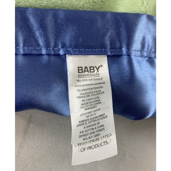 Green Frog Baby Security Blanket Lovey Rattle Satin Blue Trim By Baby Essentials - Picture 5 of 9